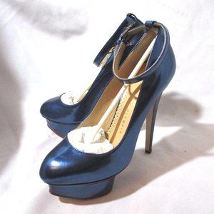 NEW CHARLOTTE OLYMPIA DOLORES High HEEL Pump Shoe Platform NWT ELECTRIC BLUE